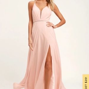 She's Gorgeous Blush White* Lace-Up Rhinestone Maxi Dress size 2 ***